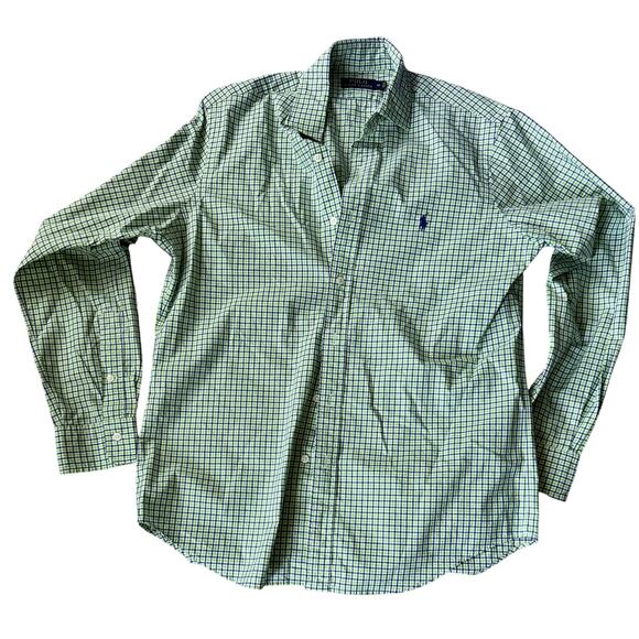 Polo Ralph Lauren Men's Medium Long Sleeve Button Down Shirt Green Blue - Picture 7 of 7